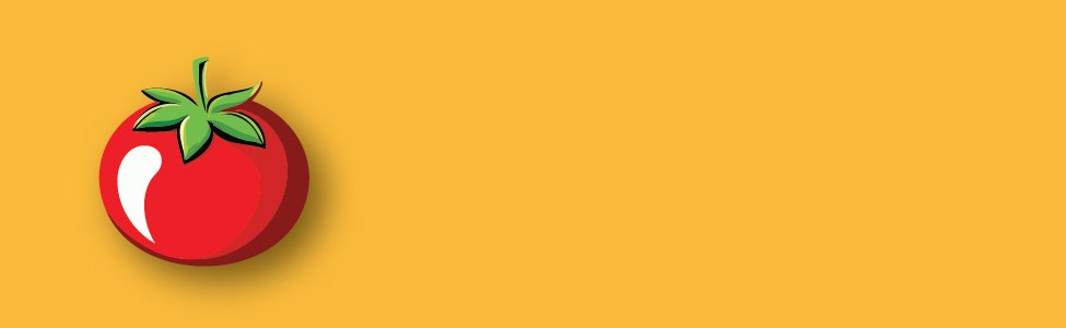 gold background with a tomato on the left side